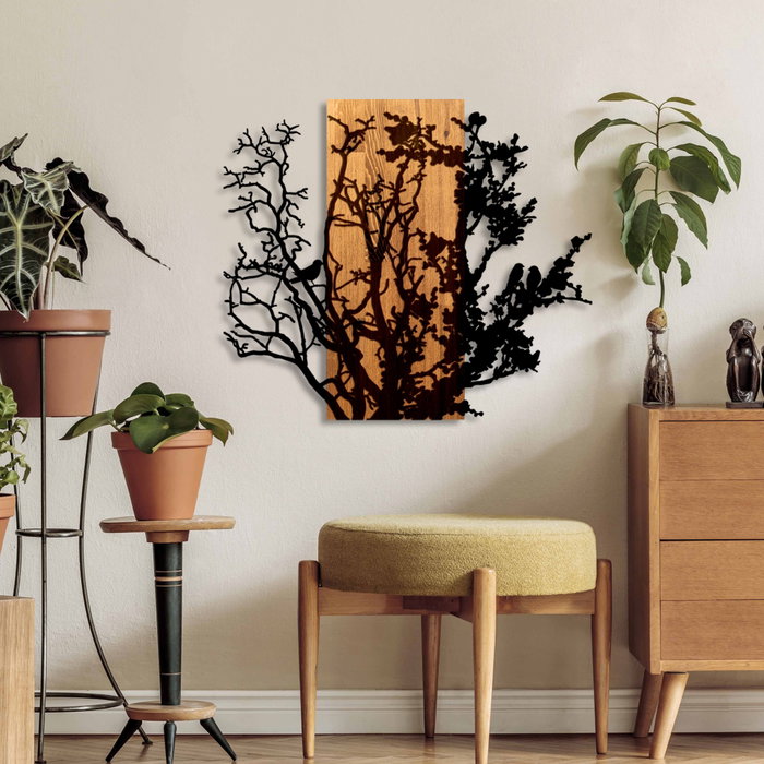 Wallity About Dry Grasses - Escultura de pared en Nogal y Negro